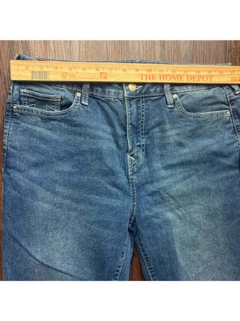 True Religion Billie Mid Rise Straight Jeans Distressed Medium Wash Size 34